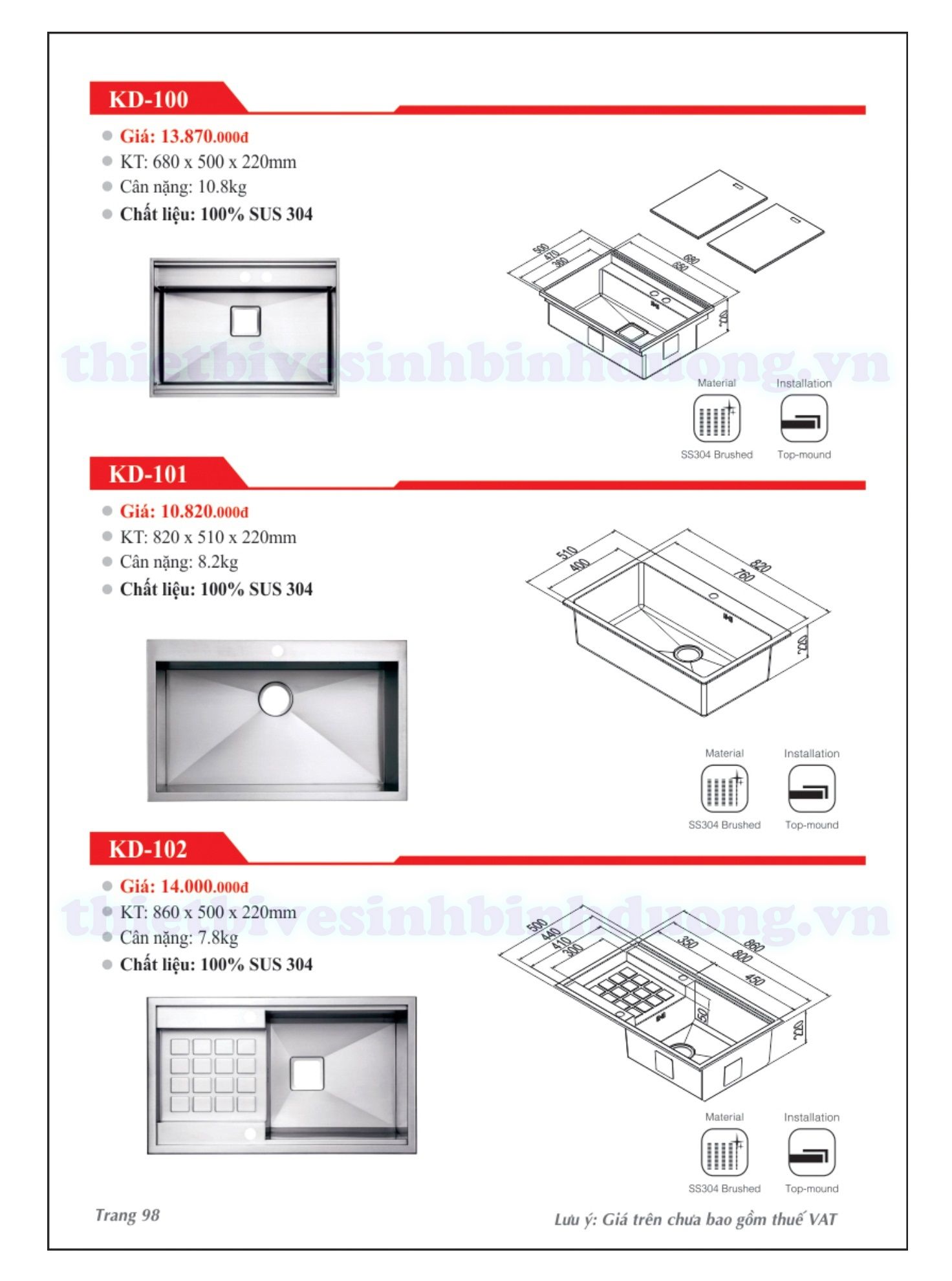Chậu rửa chén inox đúc Kassani KD-100